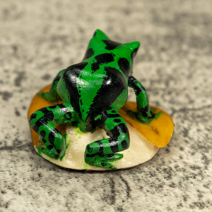 Black And Green Frog On Golden Pond Tagua Carving