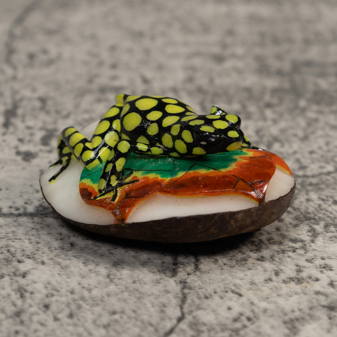 Black And Yellow Poison Dart Frog Tagua Carving