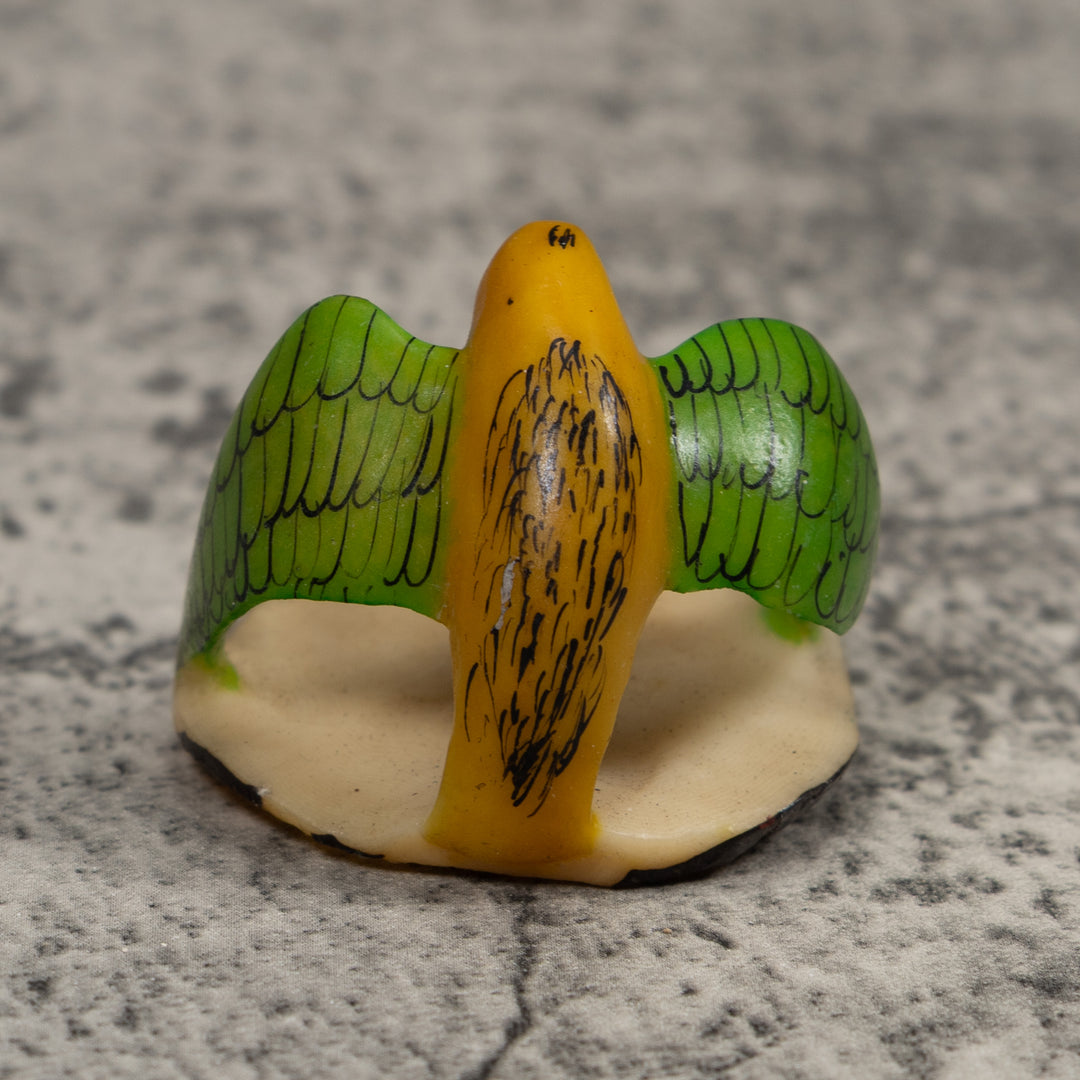 Vintage Yellow And Green Bird Tagua Carving