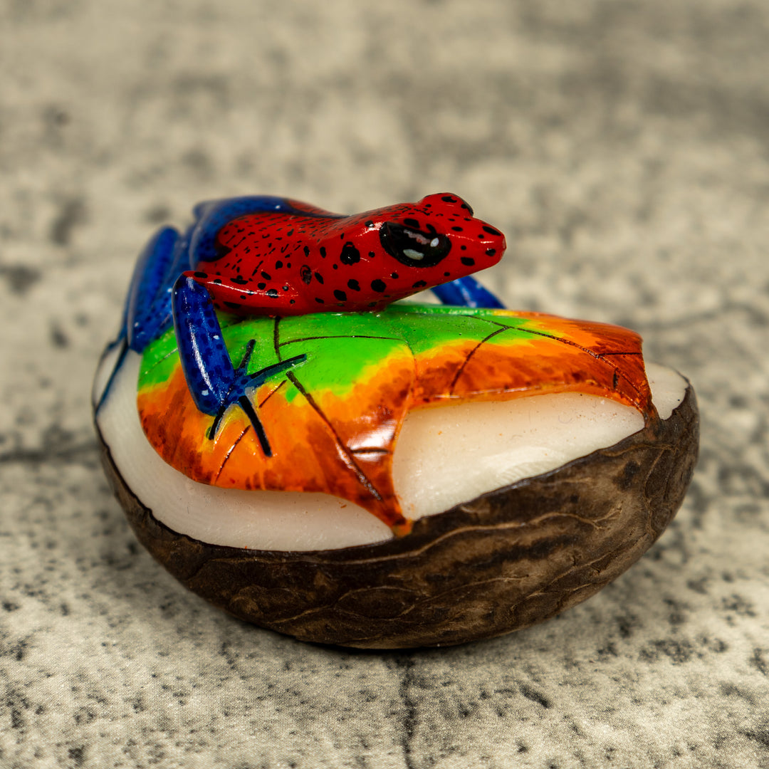 Red And Blue Poison Dart Frog Tagua Carving