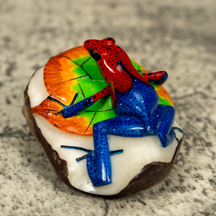 Red And Blue Poison Dart Frog Tagua Carving