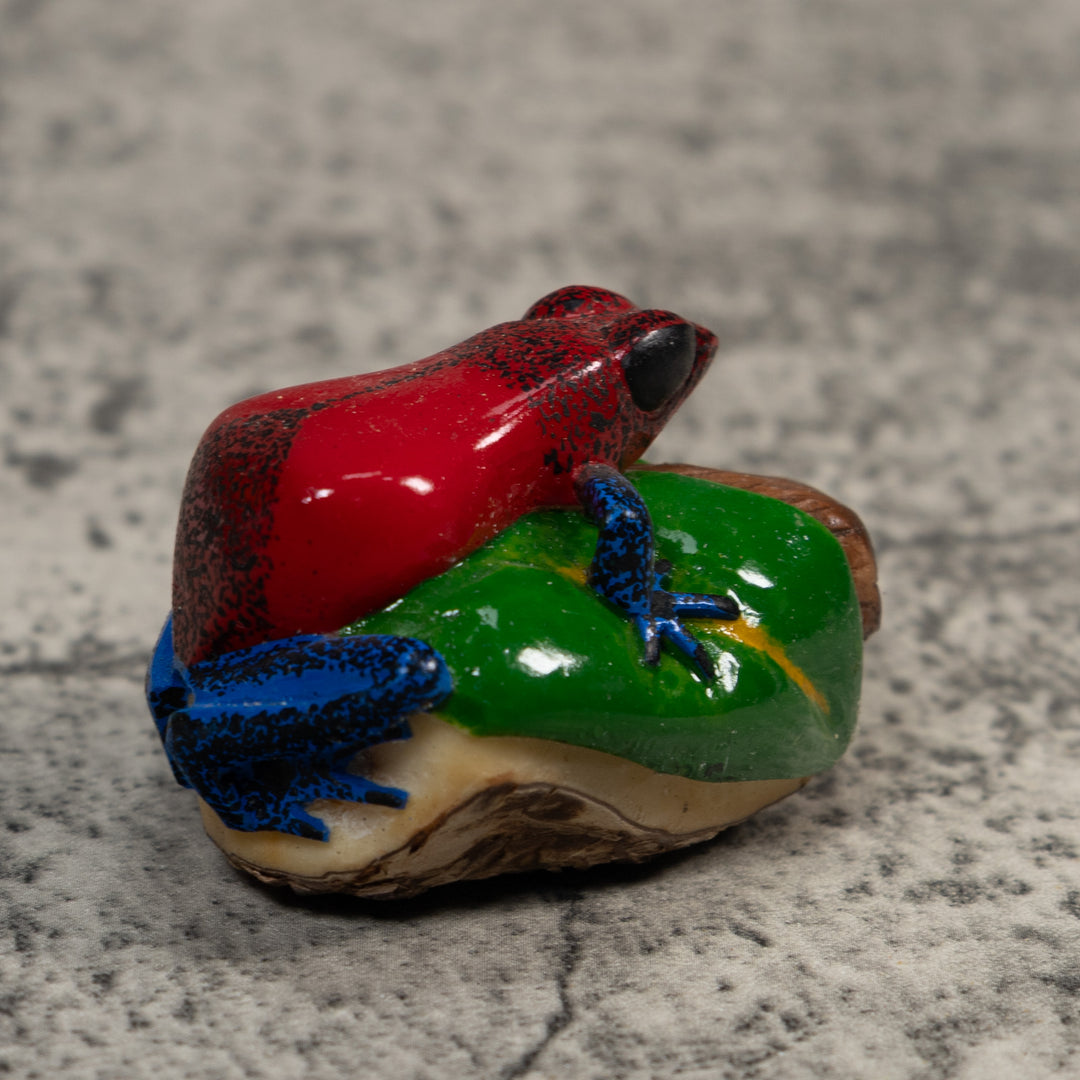 Red And Blue Poison Dart Frog Tagua Carving