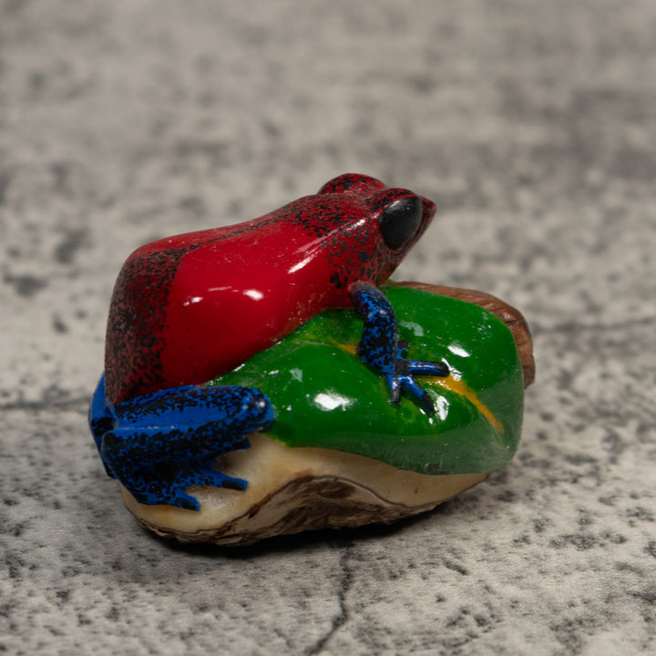 Red And Blue Poison Dart Frog Tagua Carving