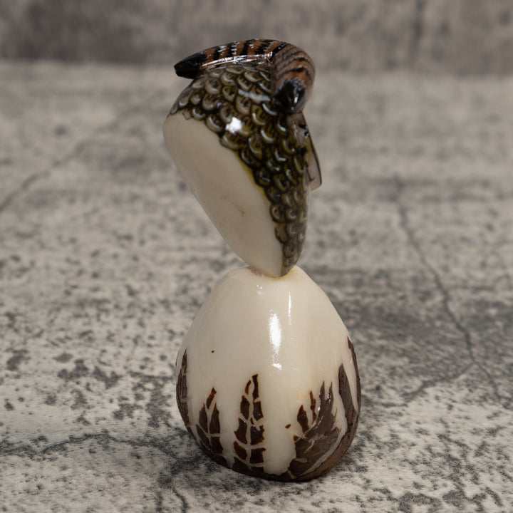 Owl Bird On Pedestal Tagua Carving