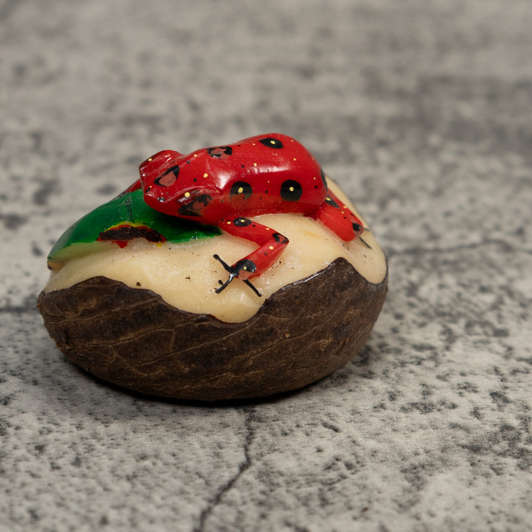 Red And Black Poison Dart Frog Tagua Carving