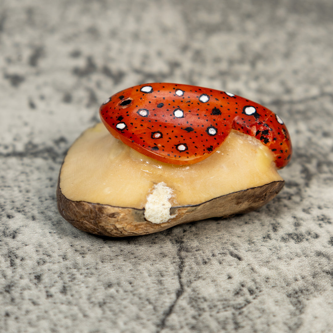 Orange Black And White Stingray Tagua Carving