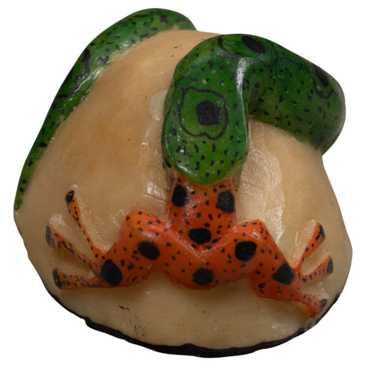 Snake Eating A Frog Tagua Carving