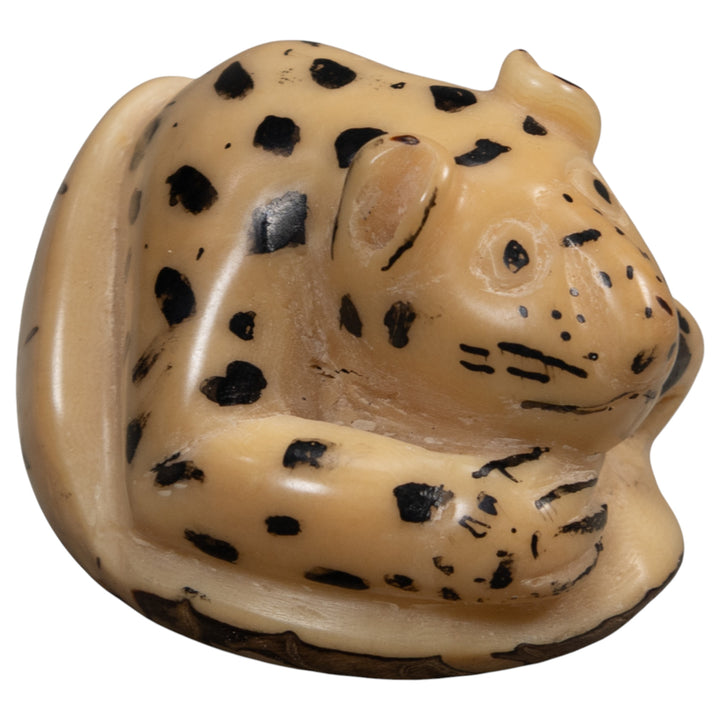 Vintage White Jaguar Cat Tagua Carving