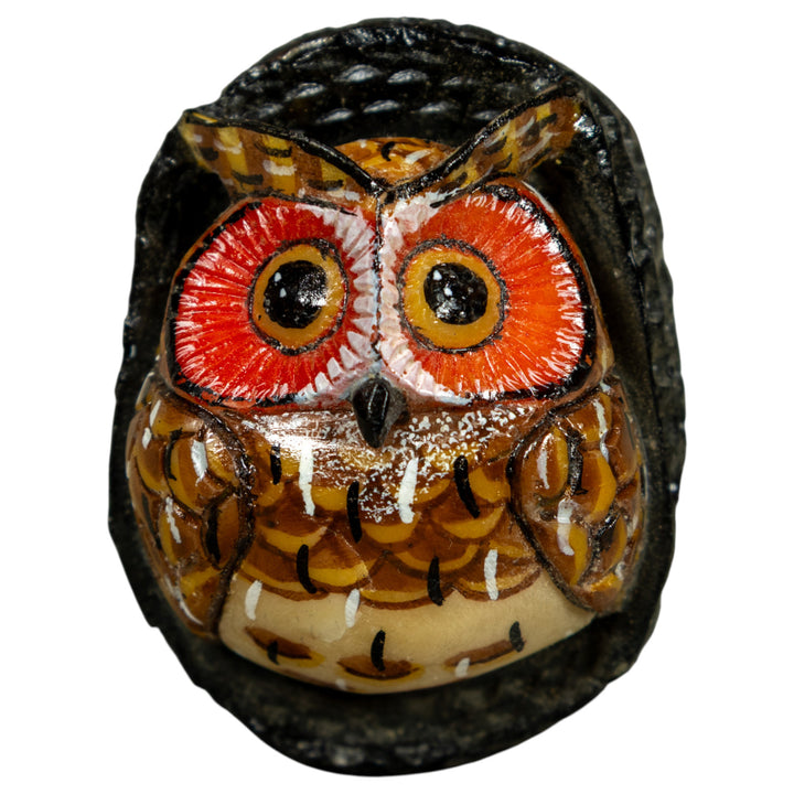 Bright Eye Owl Bird Tagua Carving