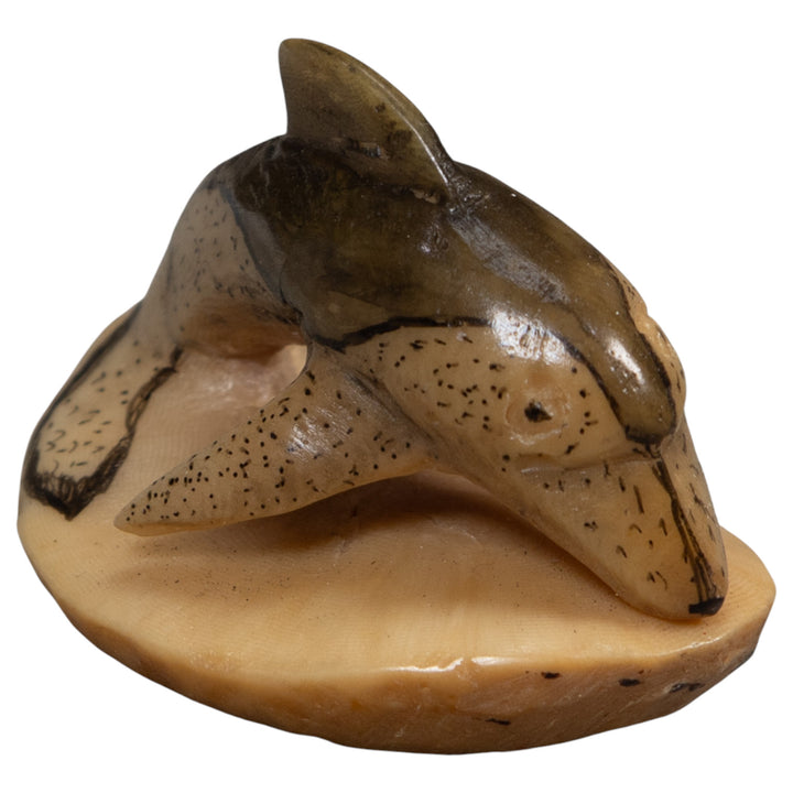 Vintage Black And White Dolphin Tagua Carving