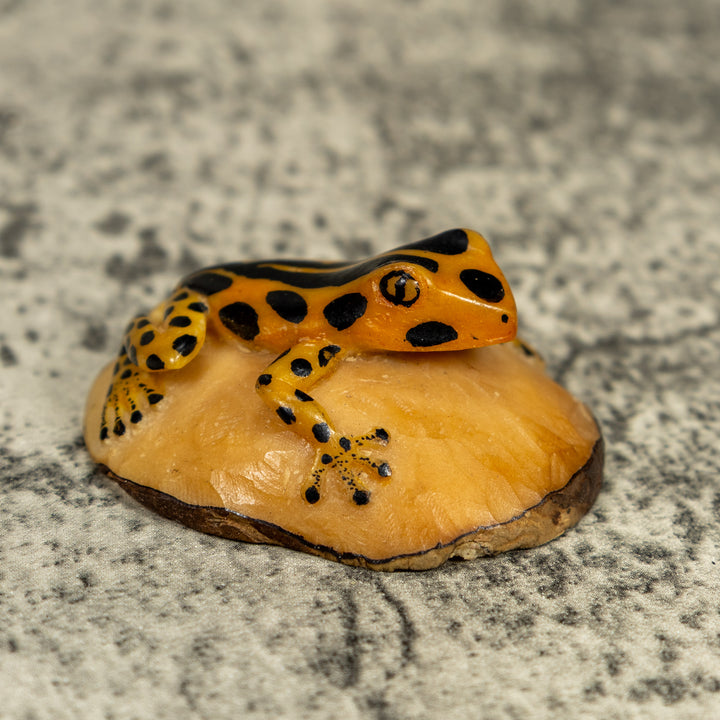 Vintage Black And Gold Poison Dart Frog Tagua Carving