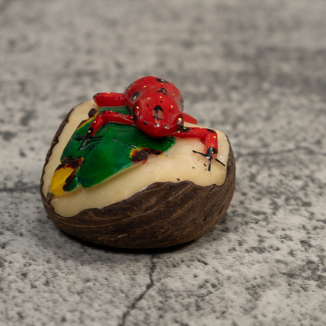 Red And Black Poison Dart Frog Tagua Carving