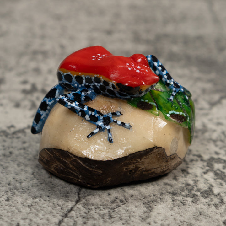 Red And Blue Poison Dart Frog Tagua Carving