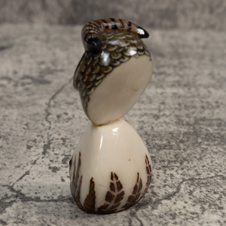 Owl Bird On Pedestal Tagua Carving