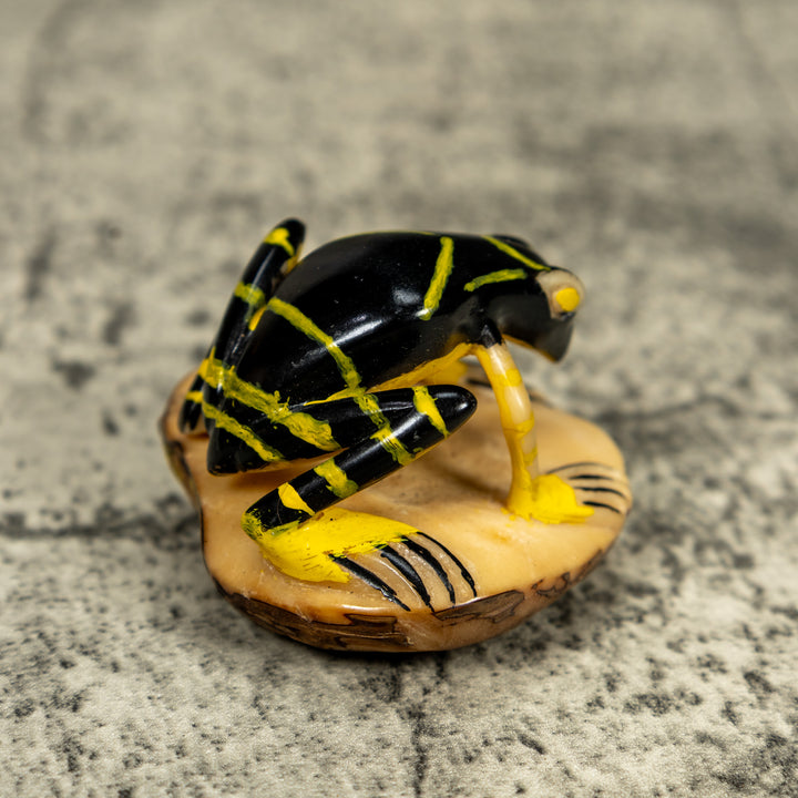 Vintage Black And Yellow Poison Dart Frog Tagua Carving