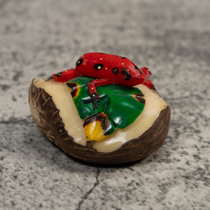 Red And Black Poison Dart Frog Tagua Carving