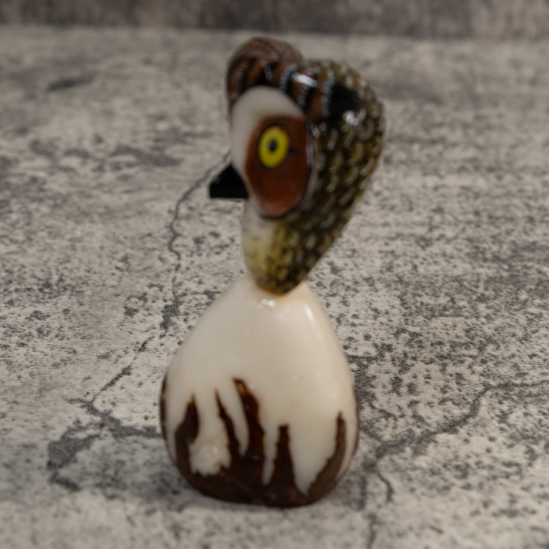 Owl Bird On Pedestal Tagua Carving