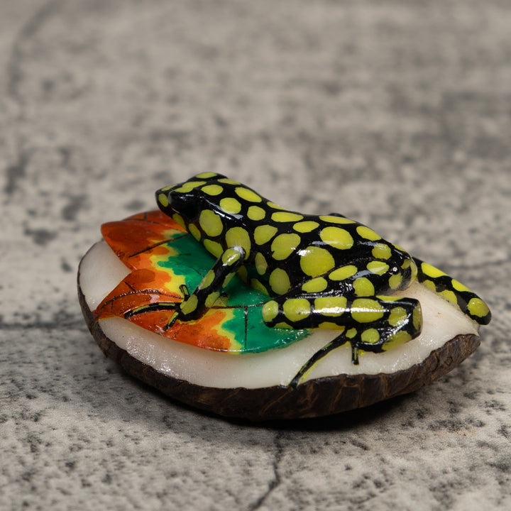 Black And Yellow Poison Dart Frog Tagua Carving