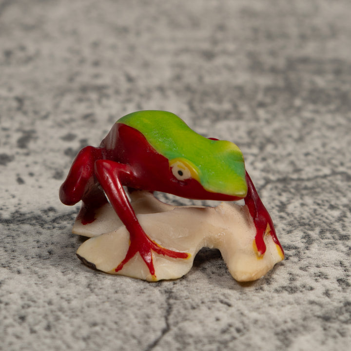 Vintage Red And Green Poison Dart Frog Tagua Carving