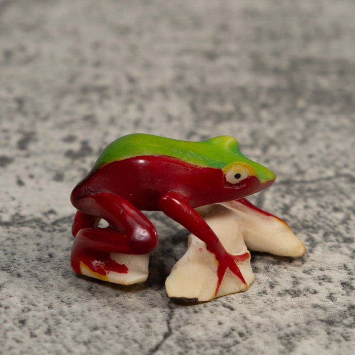 Vintage Red And Green Poison Dart Frog Tagua Carving