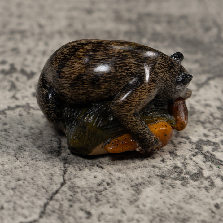 Vintage Black And Brown Coatimundi Tagua Carving