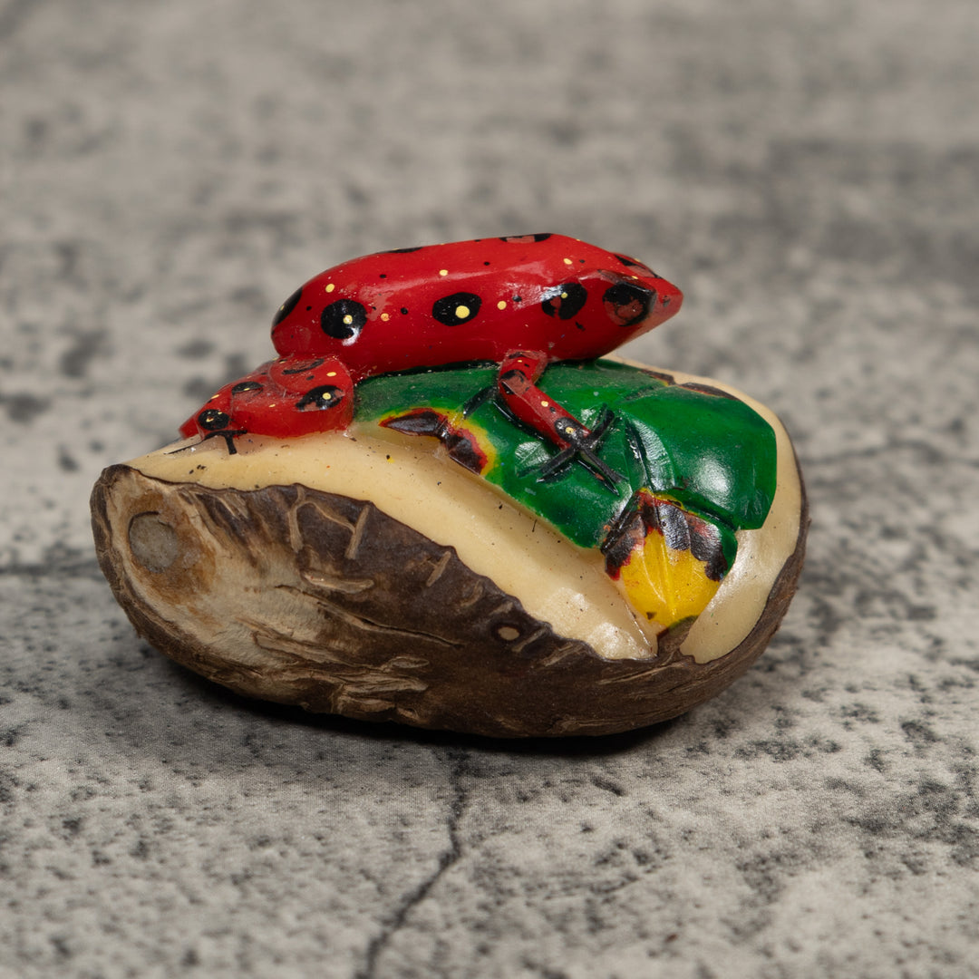 Red And Black Poison Dart Frog Tagua Carving