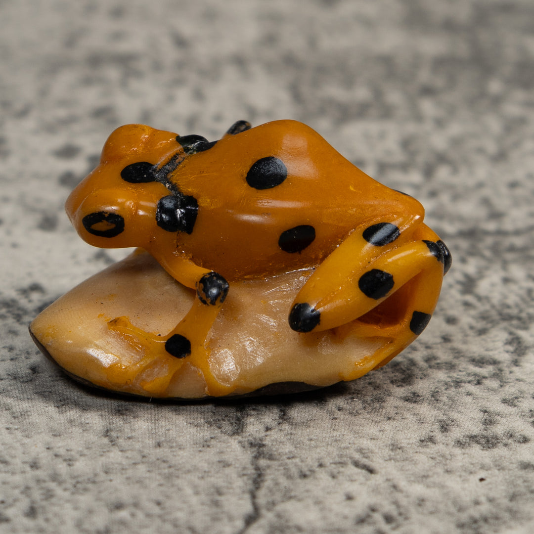 Vintage Golden Frog Tagua Carving