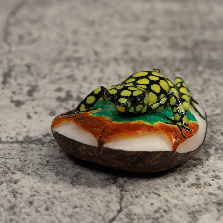 Black And Yellow Poison Dart Frog Tagua Carving
