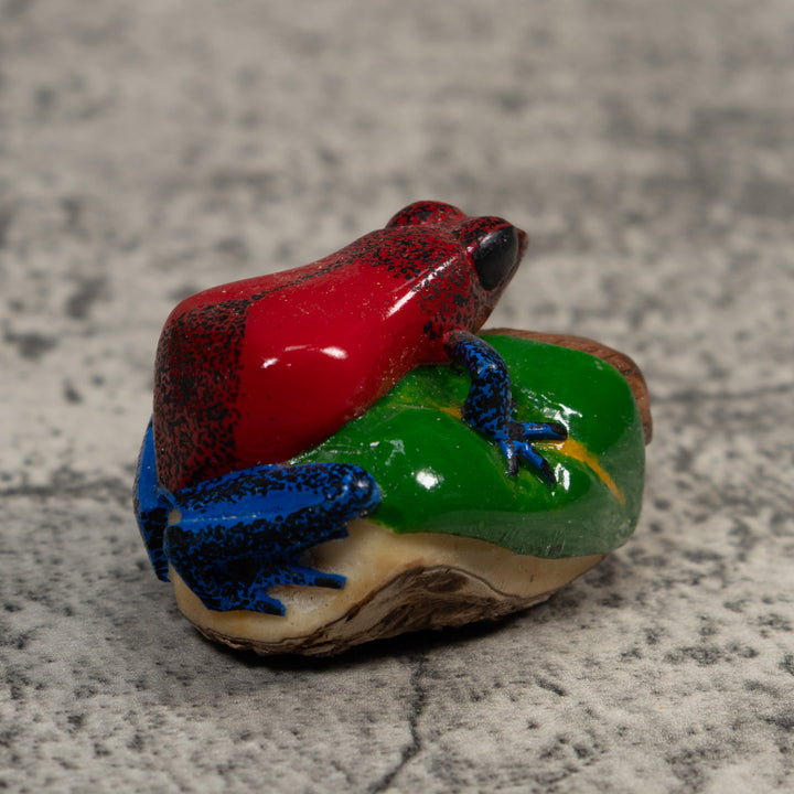 Red And Blue Poison Dart Frog Tagua Carving
