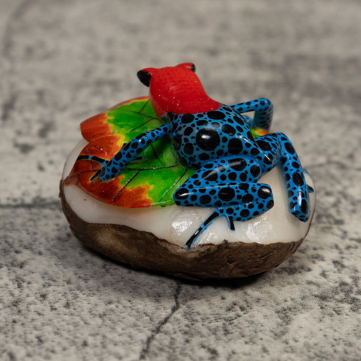 Red And Blue Poison Dart Frog Tagua Carving