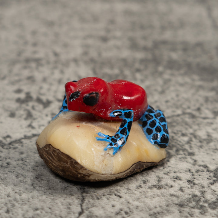 Red Blue And Black Poison Dart Frog Tagua Carving