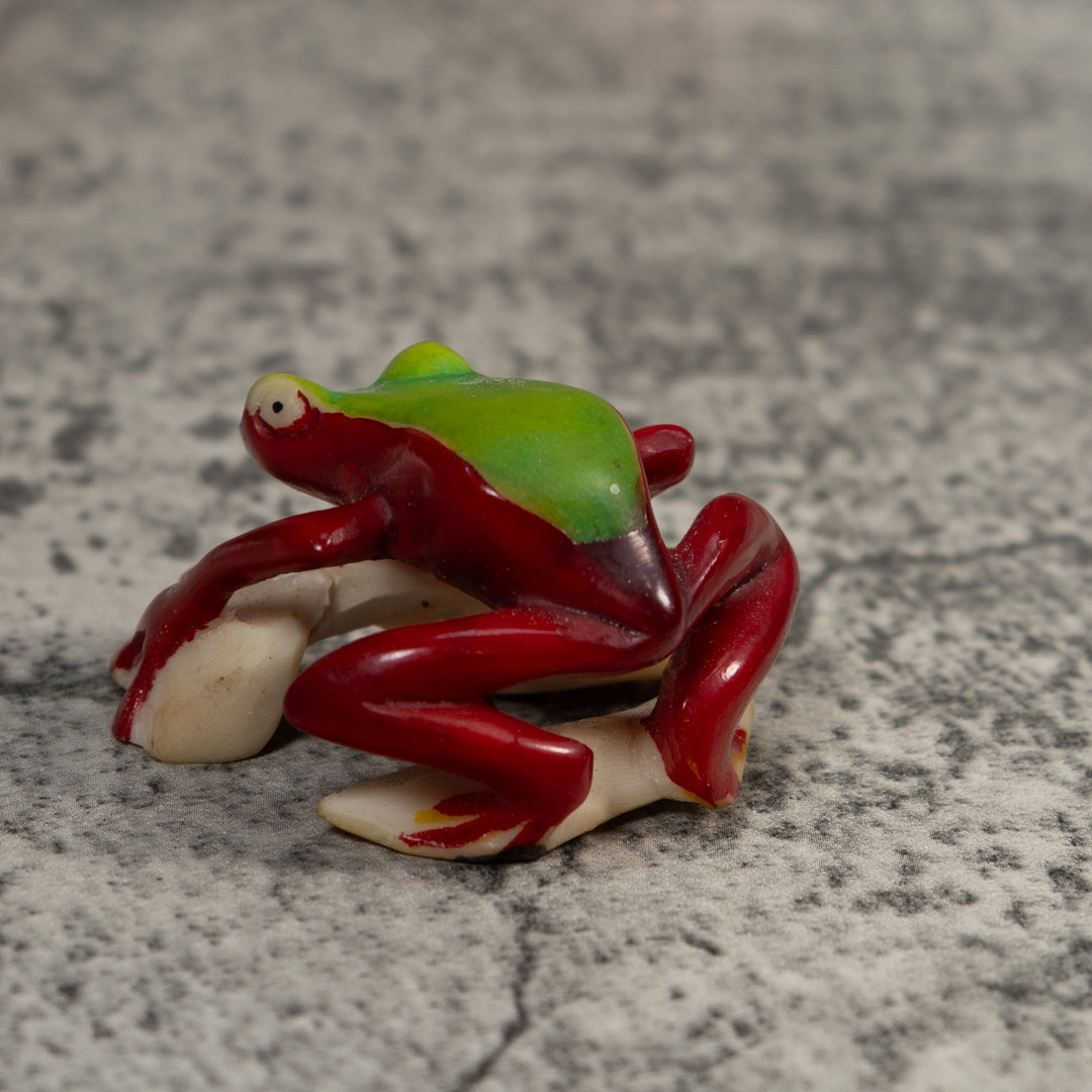 Vintage Red And Green Poison Dart Frog Tagua Carving