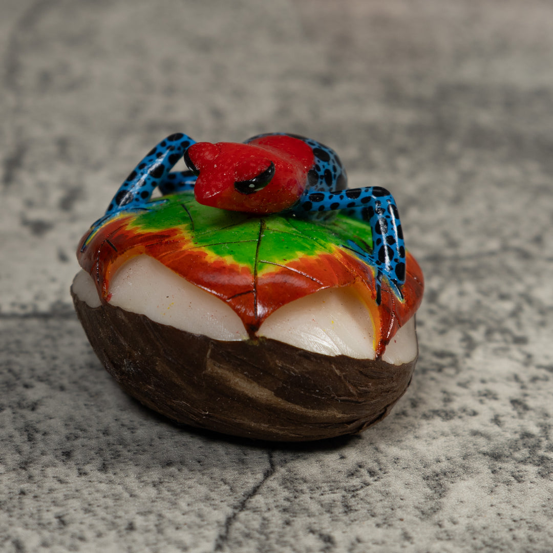 Red And Blue Poison Dart Frog Tagua Carving