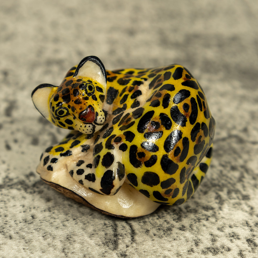 Jaguar Cat Tagua Carving