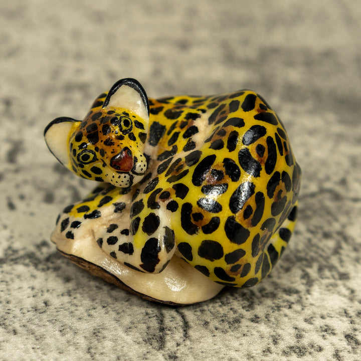 Jaguar Cat Tagua Carving