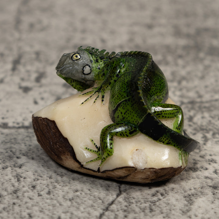 Green Iguana Lizard Tagua Carving