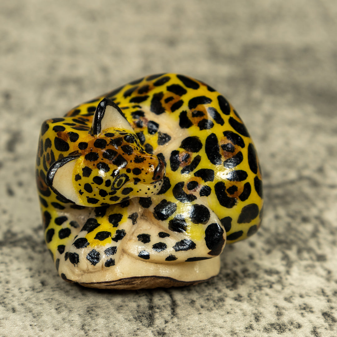 Jaguar Cat Tagua Carving