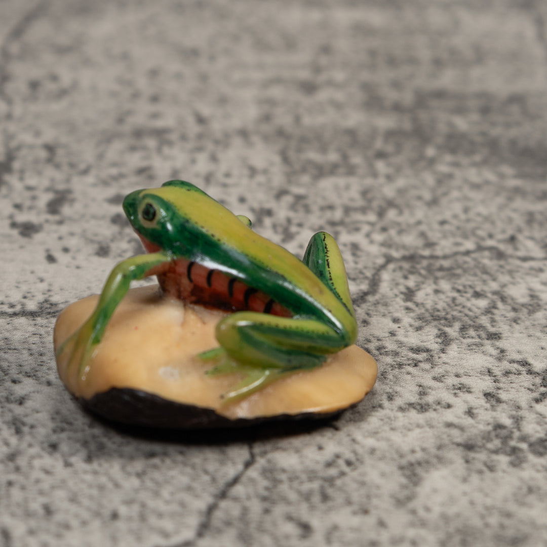 Red And Green Poison Dart Frog Tagua Carving