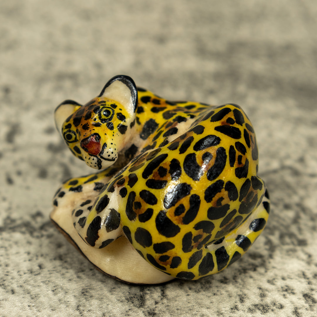 Jaguar Cat Tagua Carving