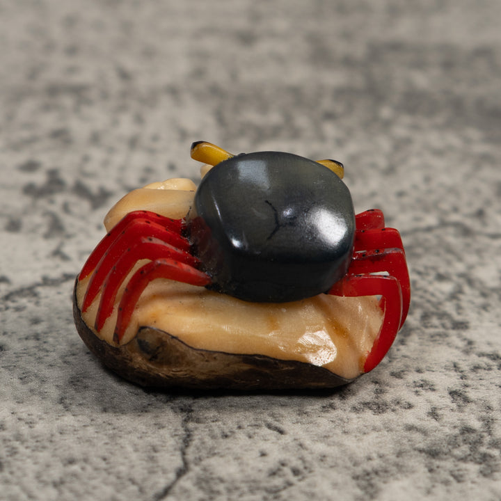 Red And Blue Crab Tagua Carving