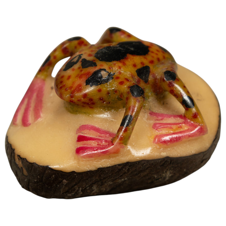 Vintage Orange And Black Poison Dart Frog Tagua Carving