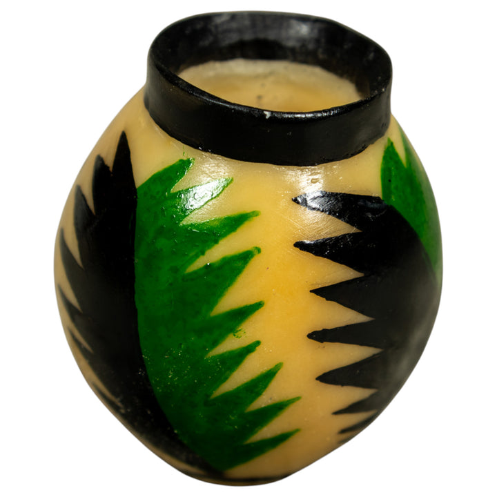 Etched Black And Green Vase Tagua Carving
