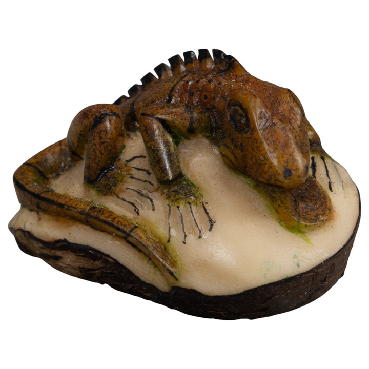 Brown And Black Iguana Lizard Tagua Carving