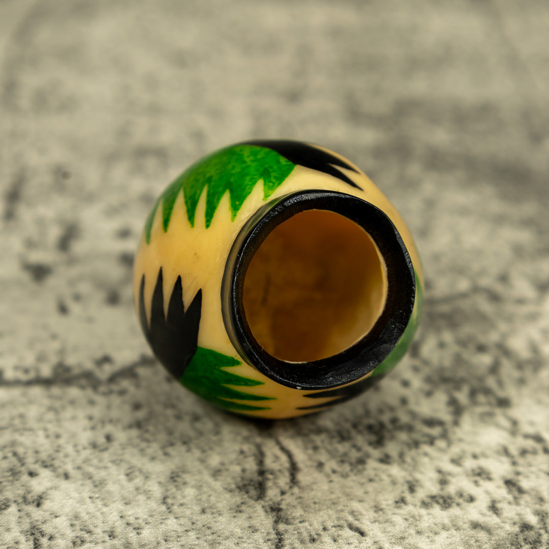 Etched Black And Green Vase Tagua Carving