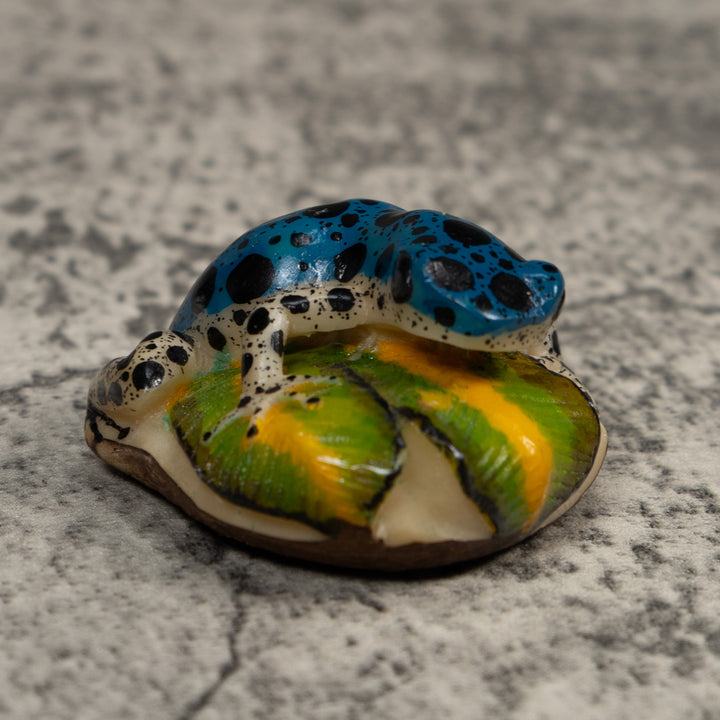 Blue And White Dart Frog Tagua Carving