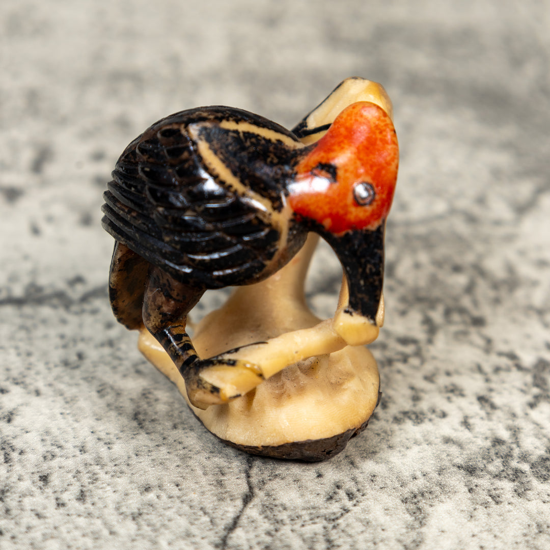 Vintage Woodpecker Tagua Carving
