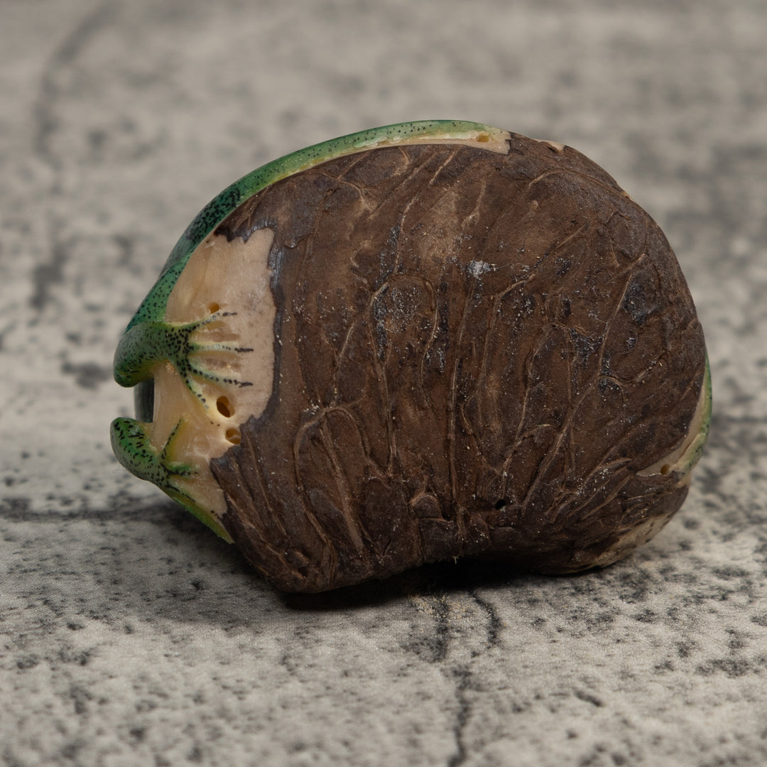 Double Green Iguana Lizard Tagua Carving