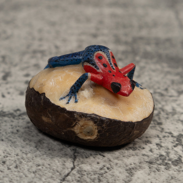 Red And Blue Poison Dart Frog Tagua Carving