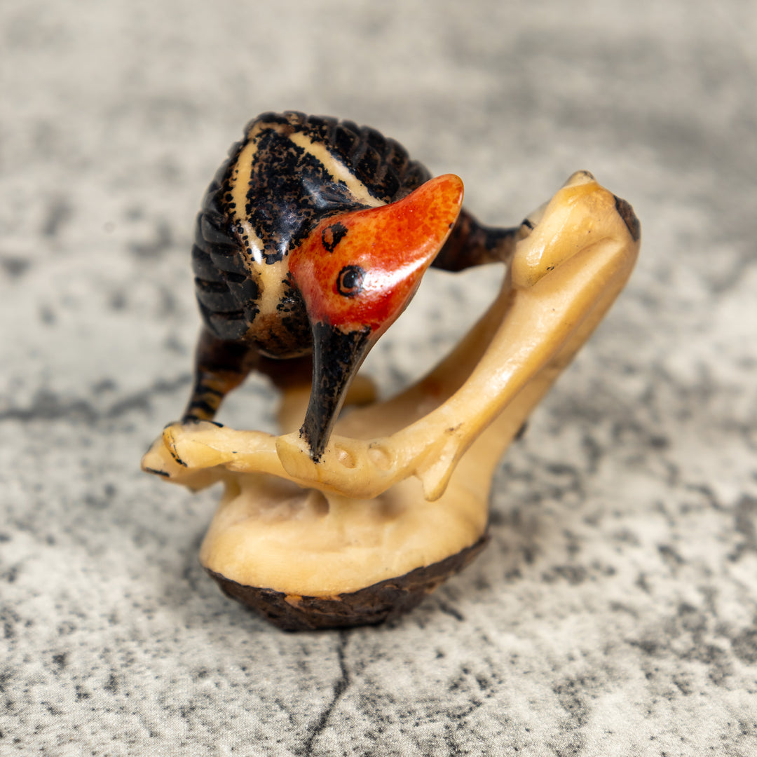 Vintage Woodpecker Tagua Carving