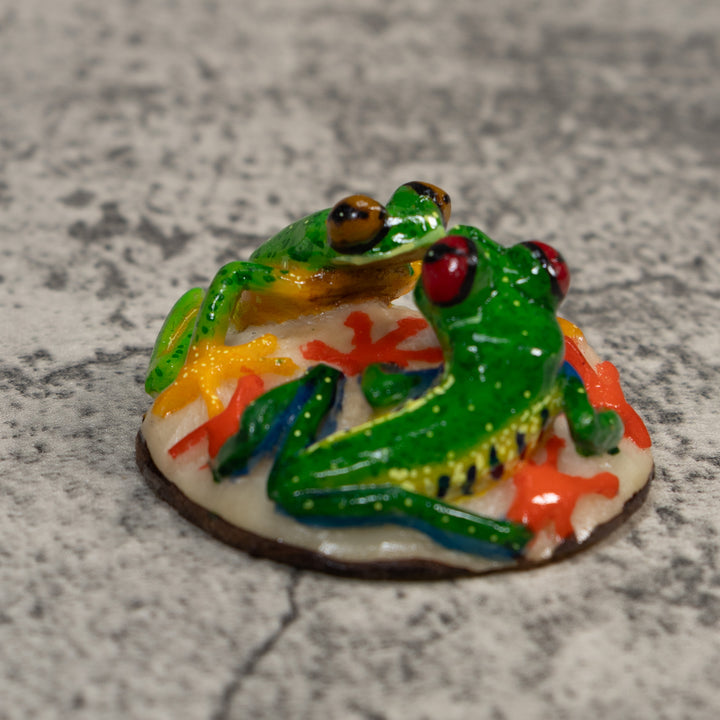 Double Red-Eyed Tree Frog Tagua Carving
